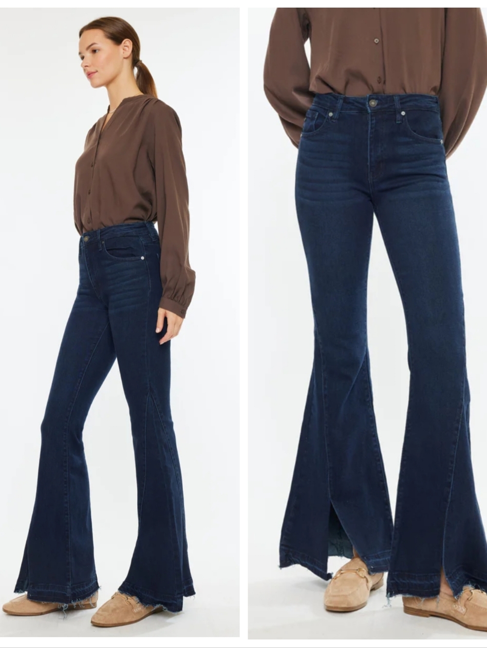 KanCan Desiree High Rise Flare Dark Wash Women's 9/28 Retro Vintage Vibes Hippie